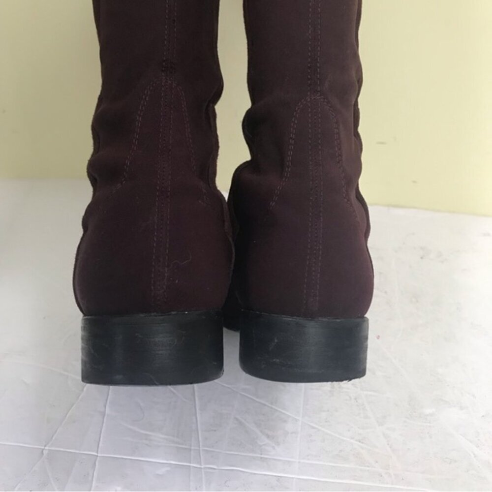 Stuart Weitzman 5050 Suede OverThe Knee Tall Boot Stretch Round Toe Burgundy 5.5 - Picture 6 of 16